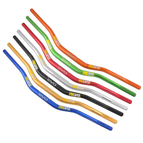 Aluminium alloy scrambling motorcycle handlebar with orange EVO handle section, 28mm diameter.