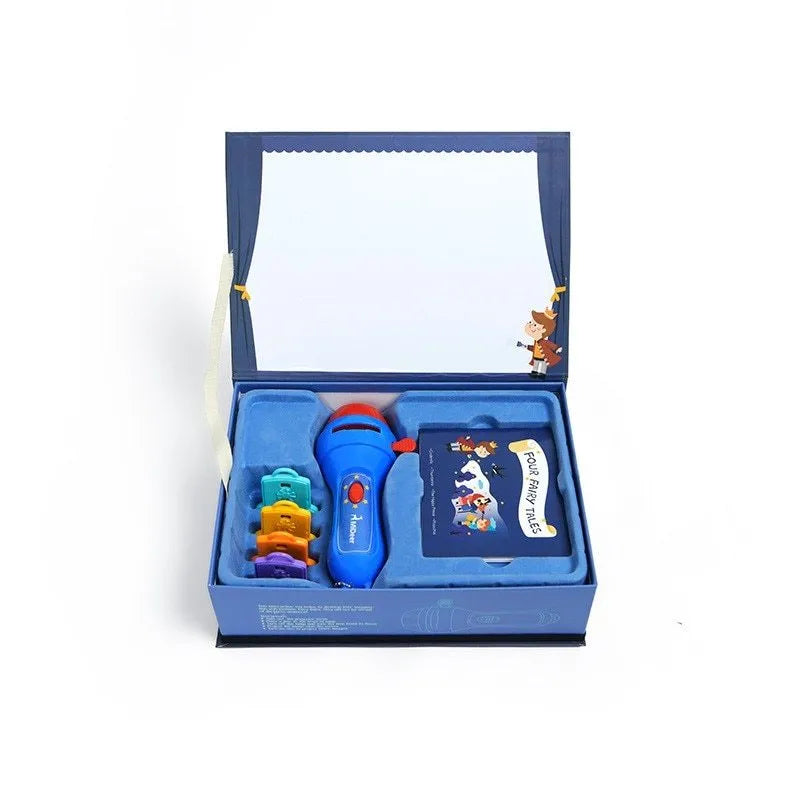 SmartKids story projector torch with four fairy tale discs projecting colourful images on wall
