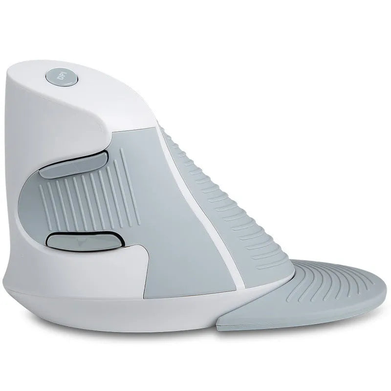 M 618 black and white wireless vertical ergonomic computer mouse showing side profile and button layout