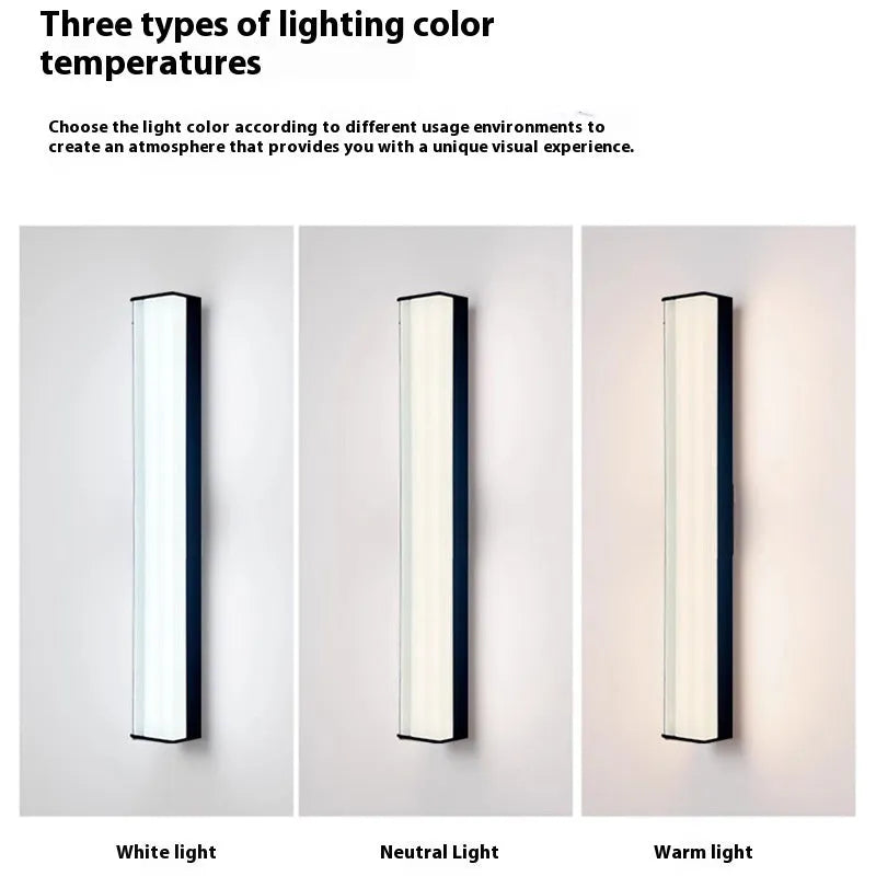 Modern simple outdoor wall lamp shown mounted on an exterior wall, suitable for villa or hotel entrance.