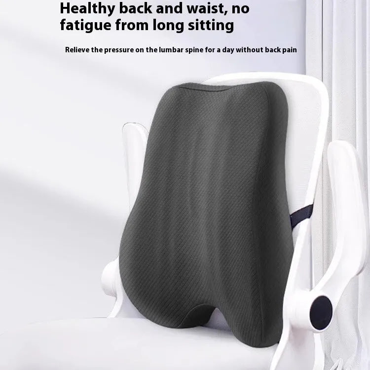 Square lumbar support cushion in gray navy or pink with polyester filling measuring 40x40x8cm for office chair back support