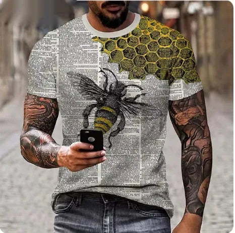 Men's black t-shirt with a detailed 3D fierce lion print on the front