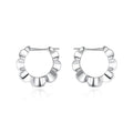 Sterling silver geometric round stud earrings with retro simple elegant design