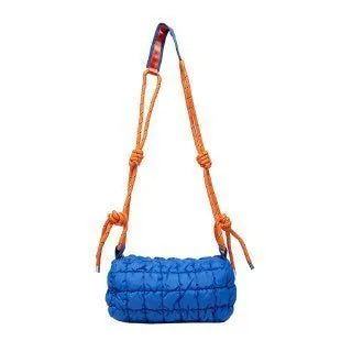Women's lightweight nylon messenger bag with pillow shape and rhombus pattern in crossbody style