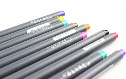 Ten 0.38mm syringe-style hook line pens for technical drawing, each 15.8 cm long.