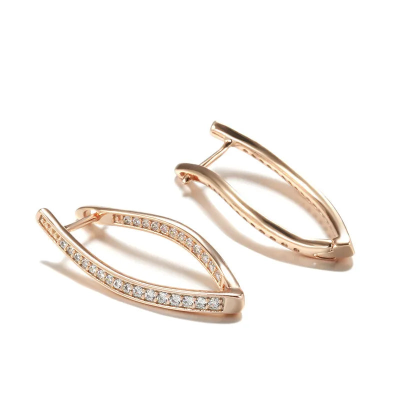 Geometric copper earrings with zircon accents in H0493 colour for women