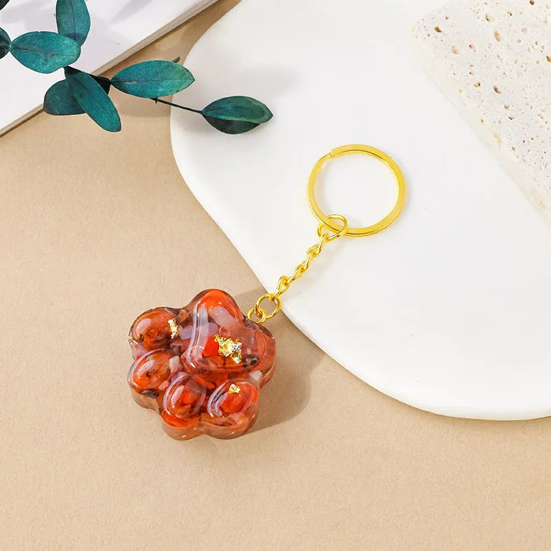 Natural crystal cat's paw keychain pendant in random colour option