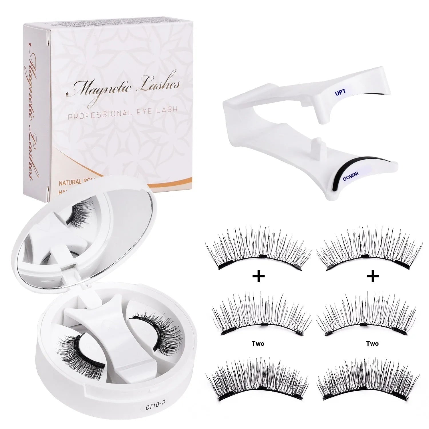 Magnetic false eyelashes with integrated soap holder in portable chemical fibre case