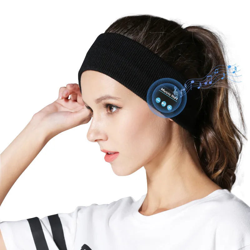 Bluetooth 5.4 sports hair band with integrated eye mask in black, dark grey and grey-white colour options