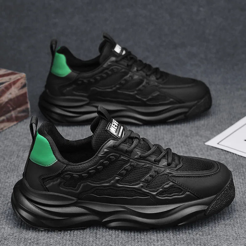 Men's white breathable mesh casual shoes with round toe design