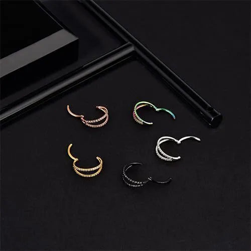 G23 titanium alloy nose ring lip ring earrings with diamond process in steel or gold finish