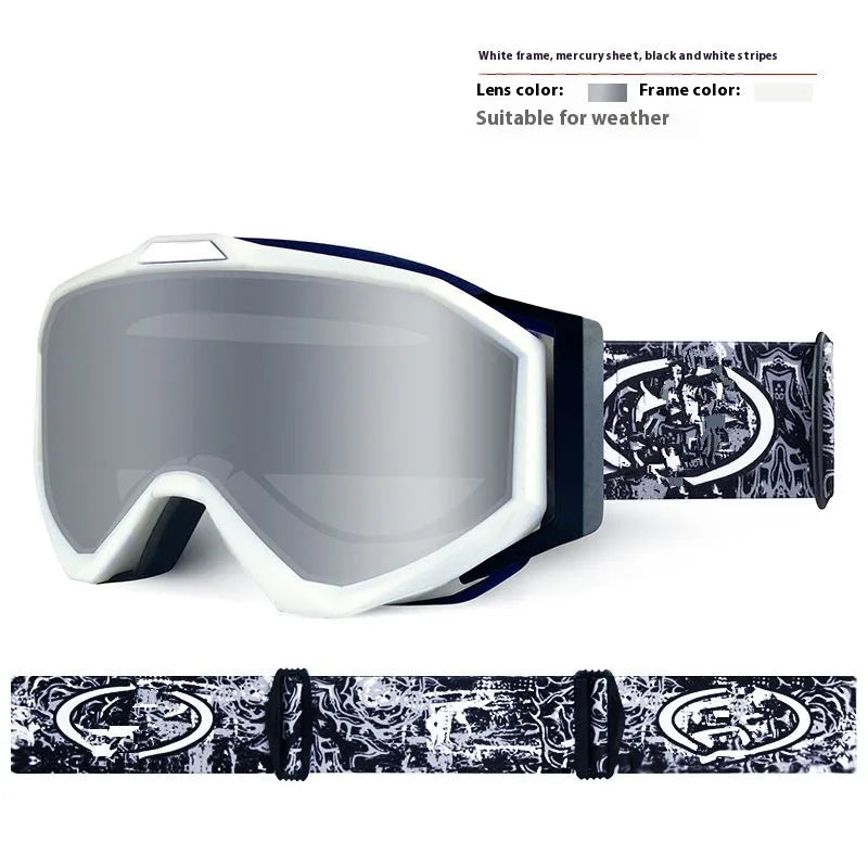 Motorcycle goggles with double-layer anti-fog lenses in various frame and lens colour options.