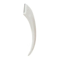 Curved moon eyebrow trimming knife with cutting comb in stainless steel and plastic construction
