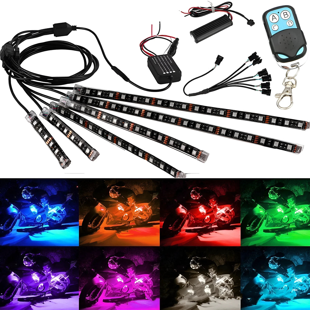 Black silicone RGB LED light bar with remote control for vehicle atmosphere lighting