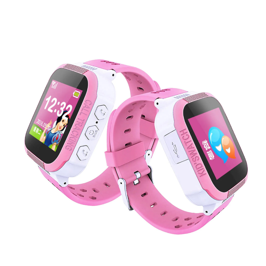 Blue children's phone watch with 1.44-inch colour touchscreen displaying interface