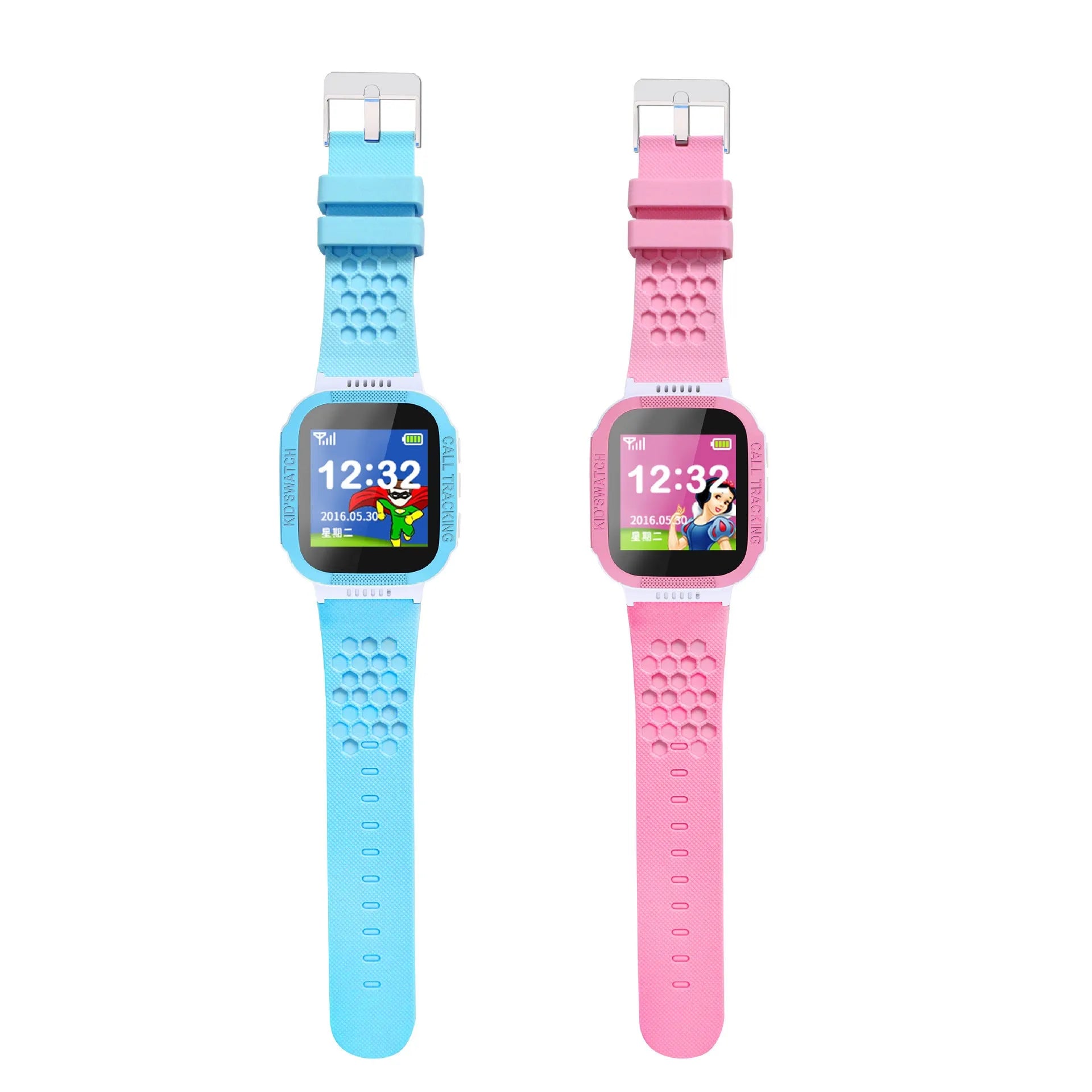 Blue children's phone watch with 1.44-inch colour touchscreen displaying interface