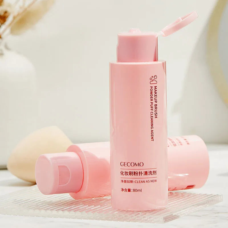 Beauty blender cleaner kit with air cushion tool, 80ml detergent, and 75ml wash-free spray