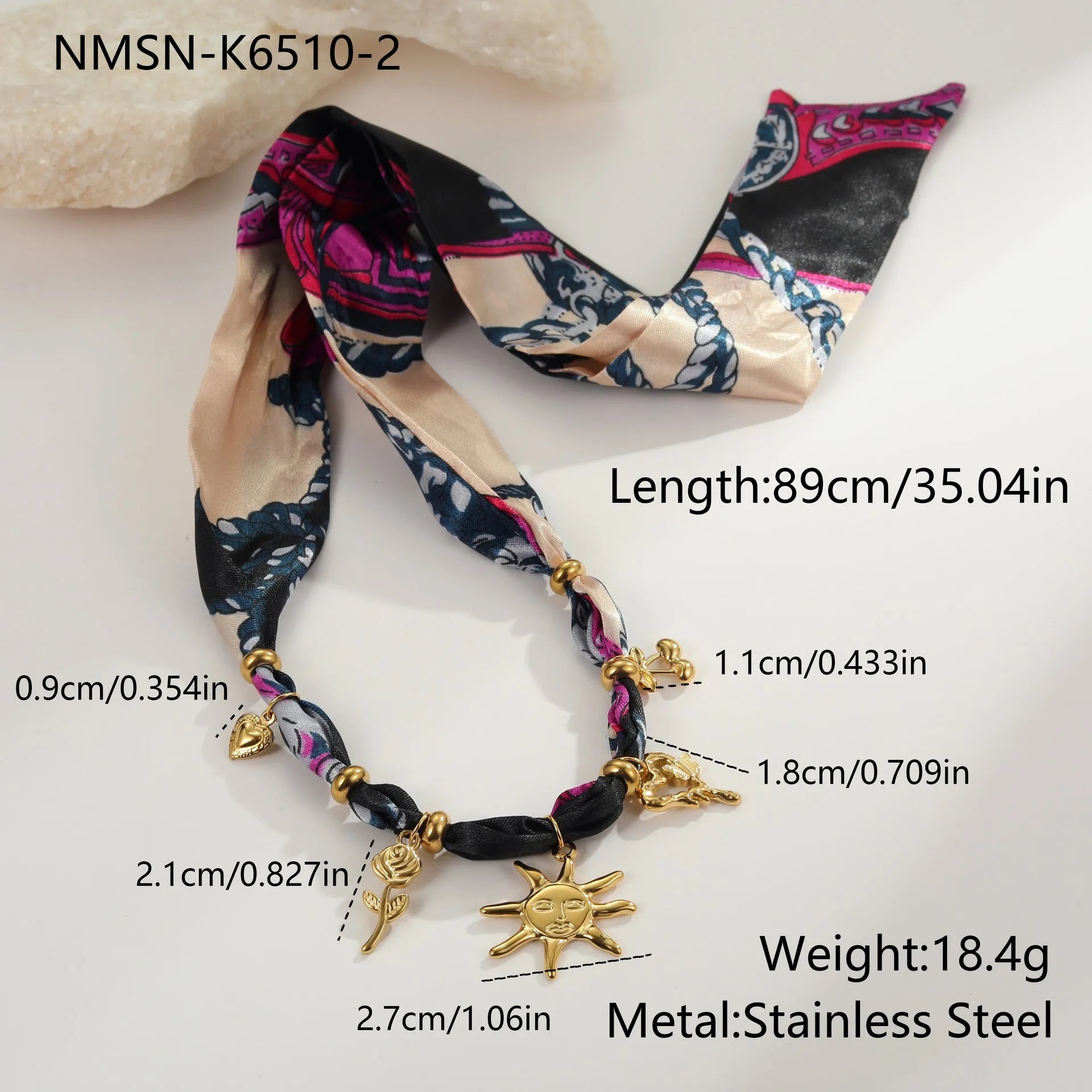 Geometric sun pendant necklace or bracelet in stainless steel with 18K electroplating for autumn winter fashion