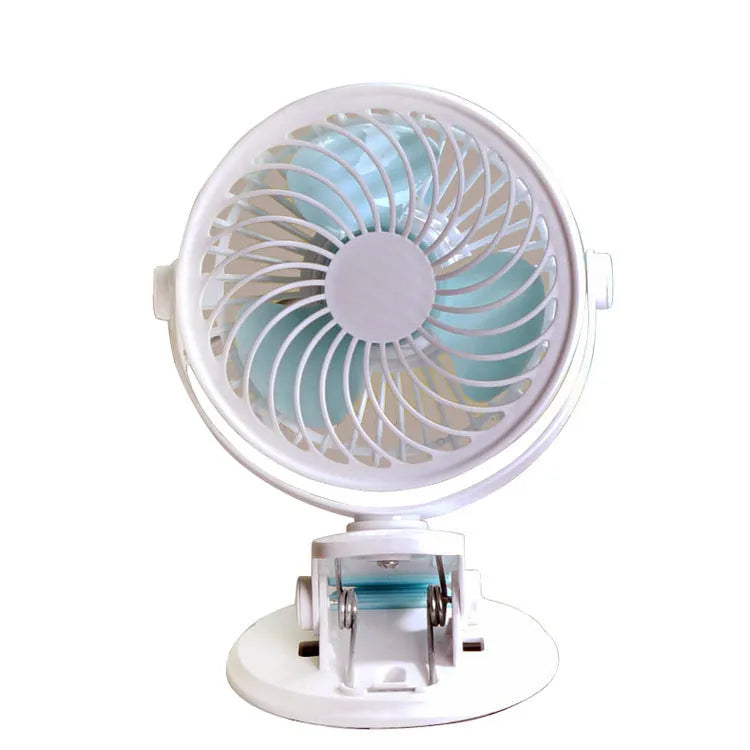 USB-powered quiet student desk fan in clip and floor configurations with brushless motor