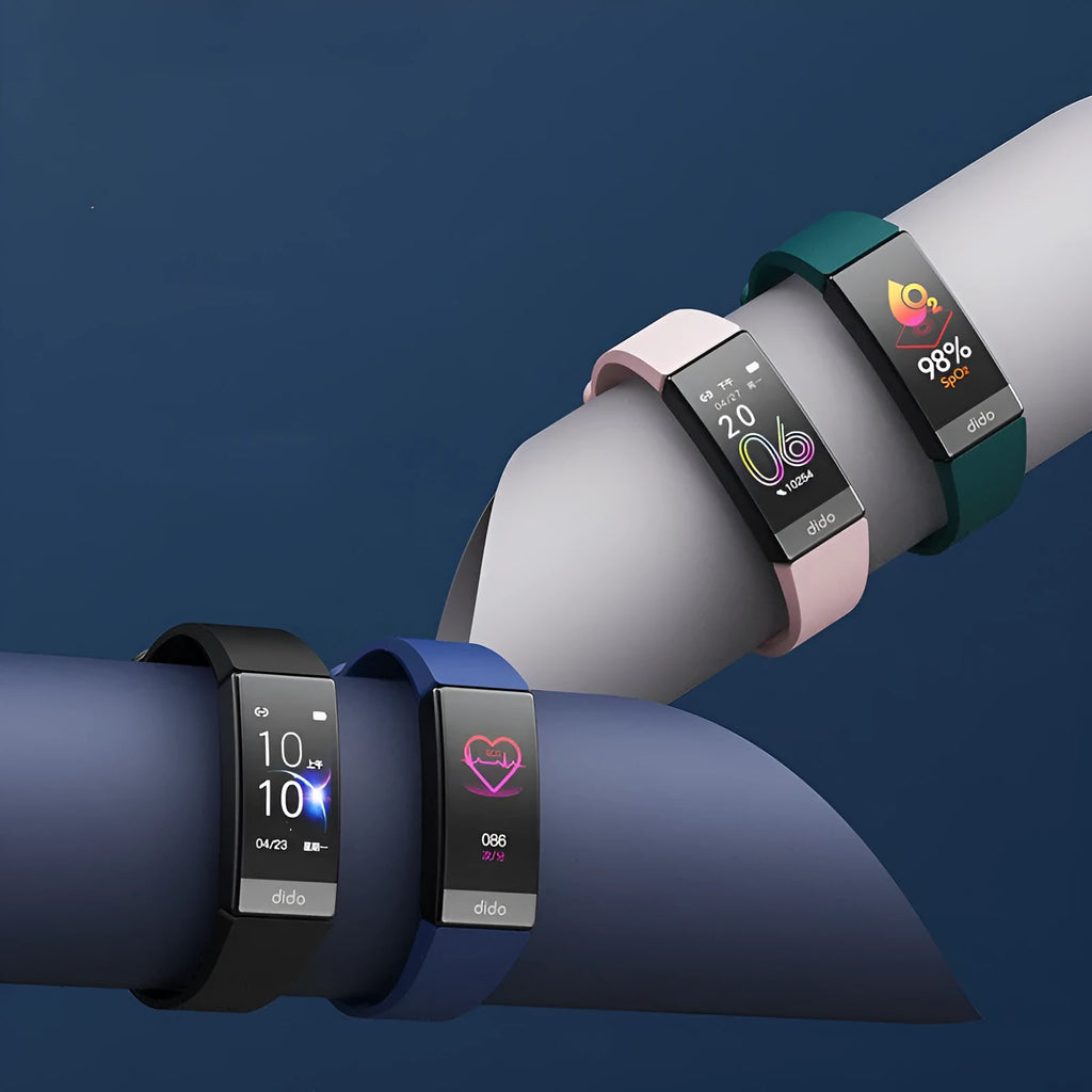 Black smart bracelet with health monitoring for blood pressure, blood oxygen, heart rate and ECG