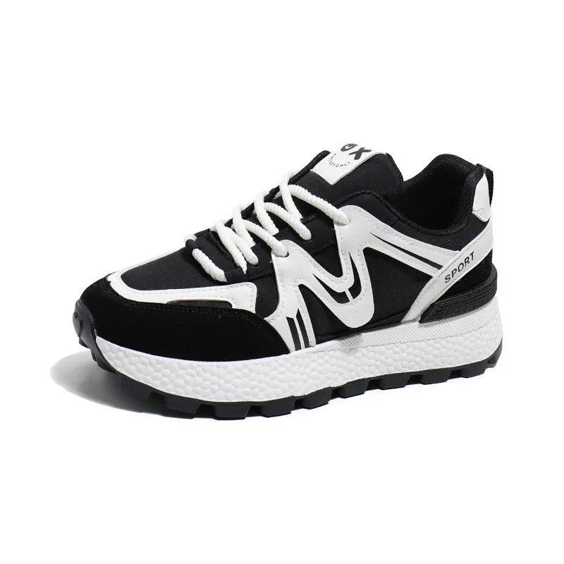 Women's platform casual shoes in artificial PU with lace-up front and round toe design