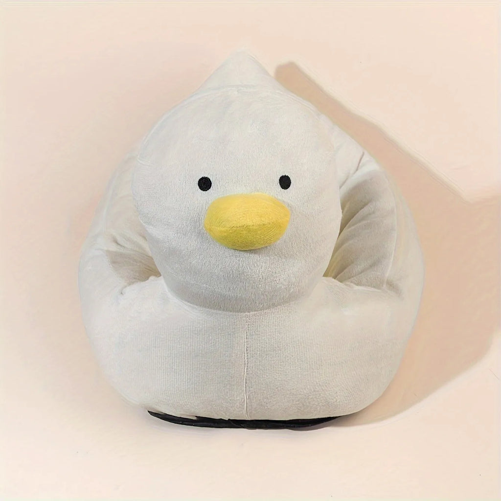 Blue duck-shaped pet bed sofa for small dogs and cats on white background