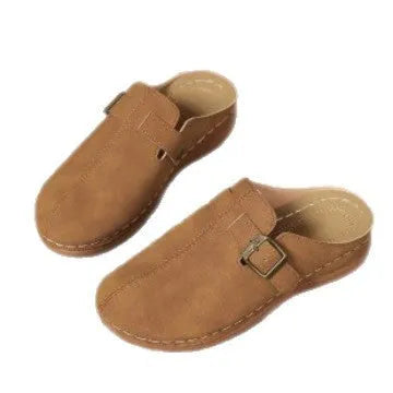 Women's casual wedge slippers in various colours with closed toe design and rubber sole