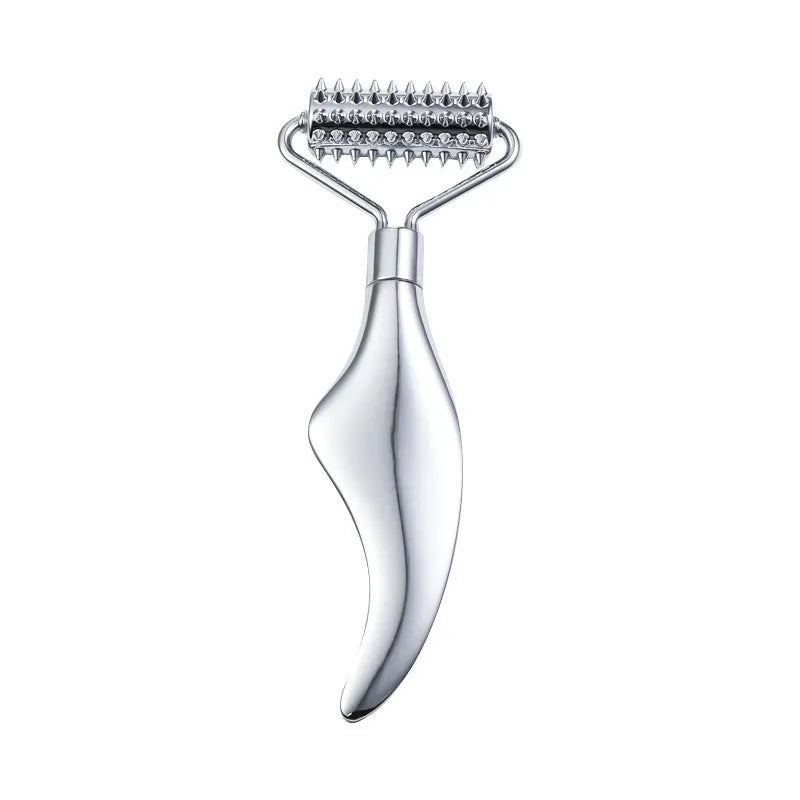 Stainless steel facial massage board set with heart-shaped eye tool and double-head roller