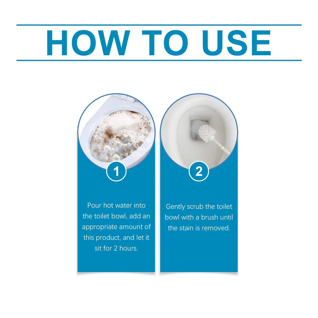 Toilet cleaning powder sachets for descaling and stain removal with sodium bicarbonate and citric acid formula