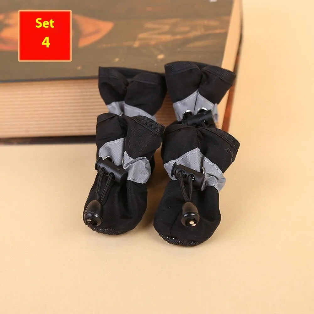 Soft sole cloth dog shoes available in multiple colours and sizes with fleece-lined and monkey print options