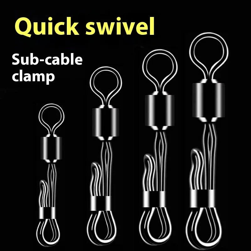 Brass quick-change fishing line clamp barrel swivel bearing with quick release ring.
