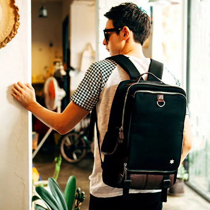 Modern large men's backpack in Oxford cloth shown in Army Green colour.