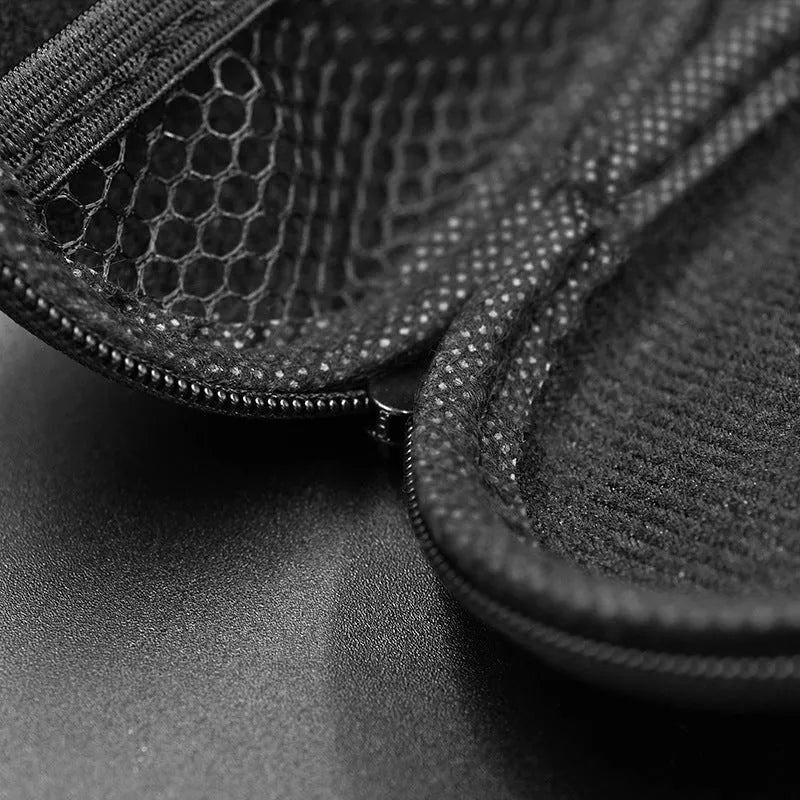 Black oval leather earphone storage bag for Etymotic EDX PRO and compatible models