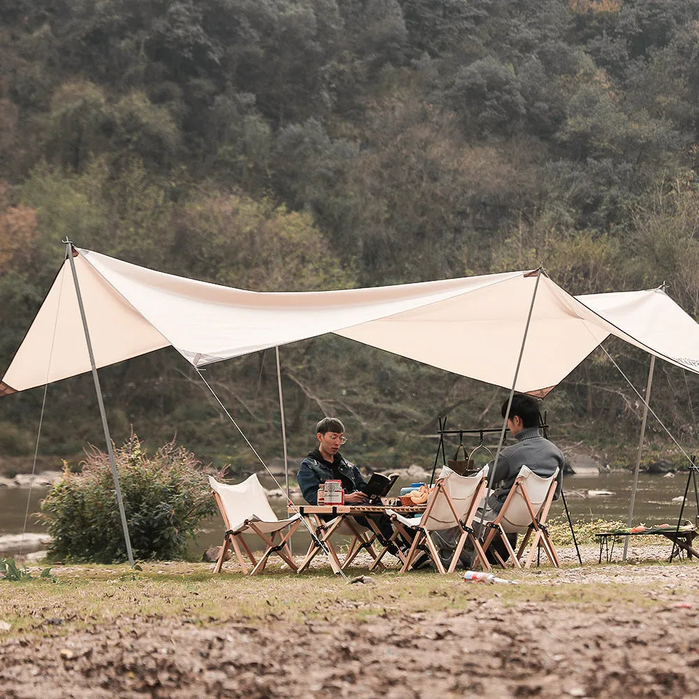 Aluminium alloy foldable camping clothes drying rack with triangular frame and side shelf