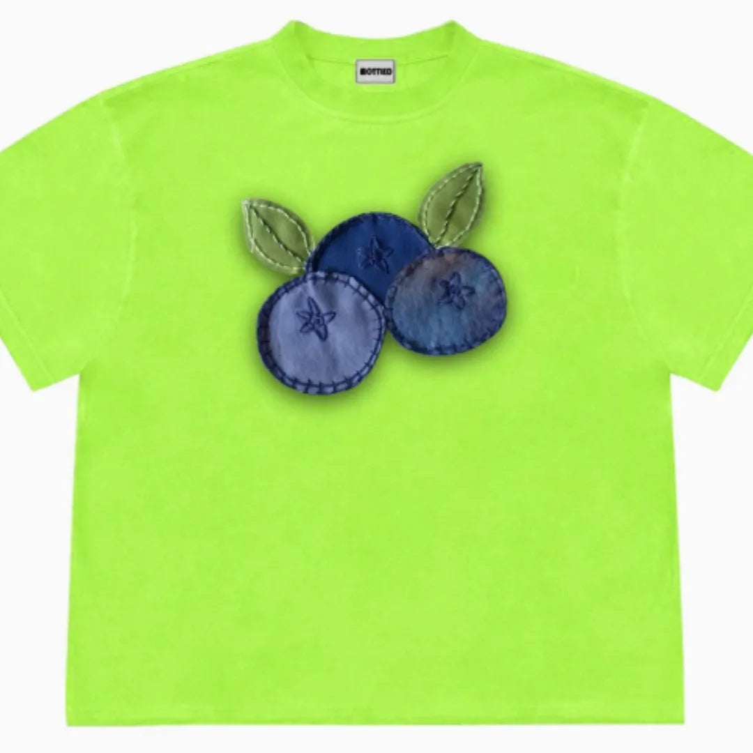 Loose fit short sleeve T-shirt with patchwork flower print in Ice Oxygen Cotton.