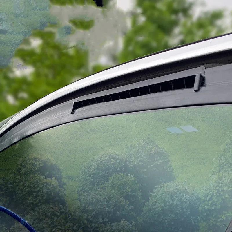 Black USB-powered car ventilation fan on a car dashboard with a 1.5m cable