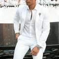 Men's white slim fit two-piece suit for wedding and formal occasions