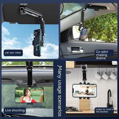 Dashboard car phone bracket with one-clip stabiliser in grey, green, upgraded green, and upgraded grey colours