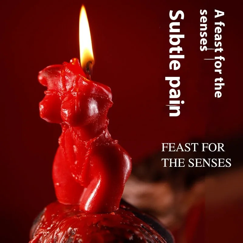 Low temperature soy wax sensual candle in rose red, spring pink, and lilac purple colours for body massage