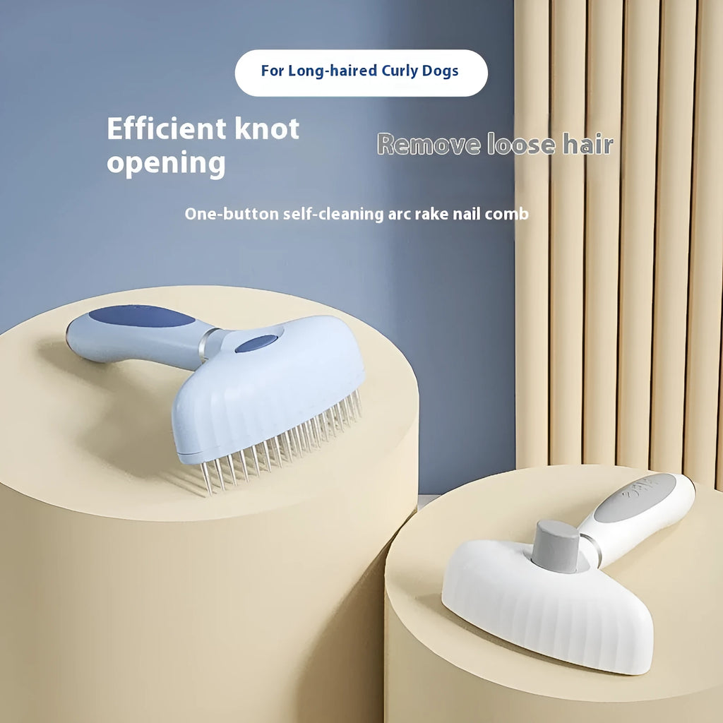 Azure Light Blue stainless steel double-row dog grooming comb for de-shedding