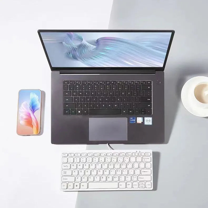 USB wired mini computer keyboard with noiseless keys in four colour options
