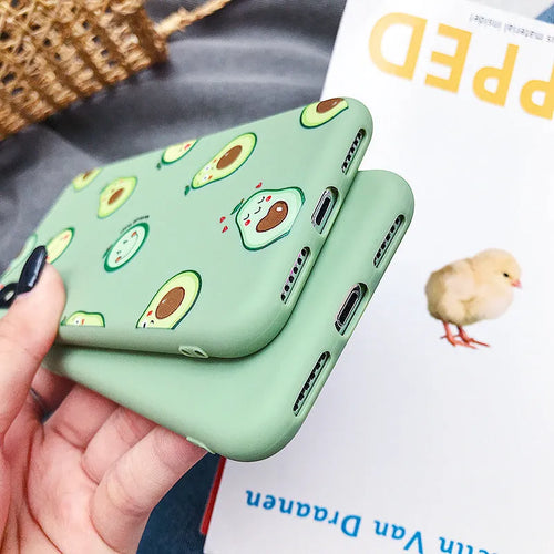 Cartoon avocado design TPU phone case for iPhone smartphones