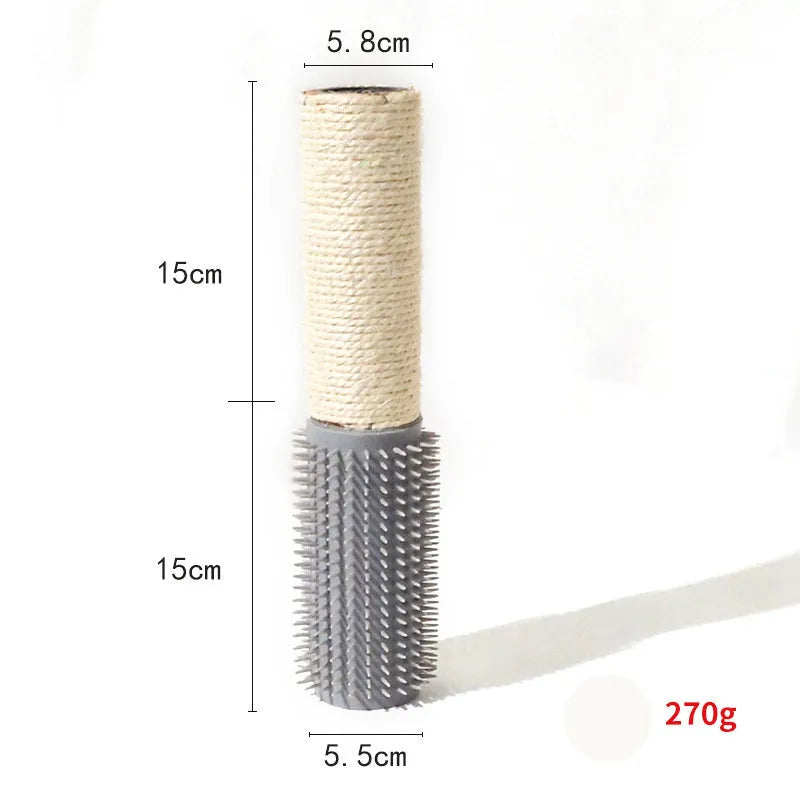 Brown sisal scratching post for cats showing 30cm height and textured rope surface