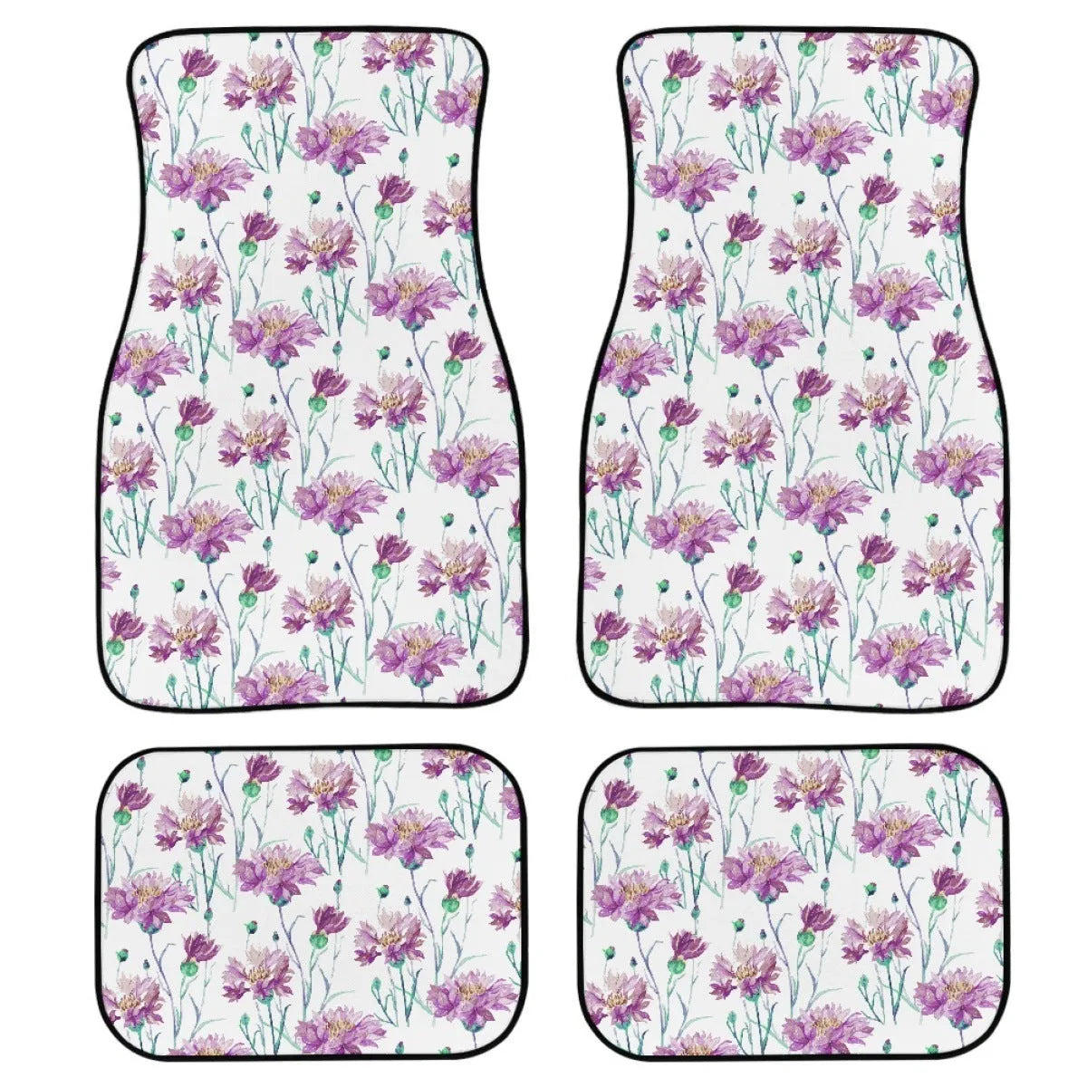 Black printed rubber car foot mat set with 20mm thickness and waterproof polyester lining