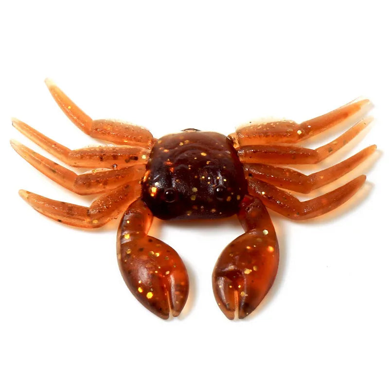 PVC soft crab fishing lure measuring 8cm long in brown crab colour variation