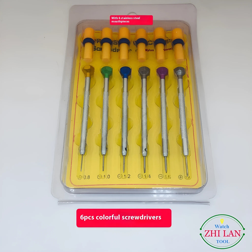 6-piece colour aluminium watch repair screwdriver set with copper handles