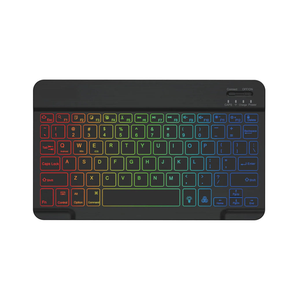 10-inch wireless Bluetooth keyboard with multi-colour LED backlighting for tablets and mobile phones