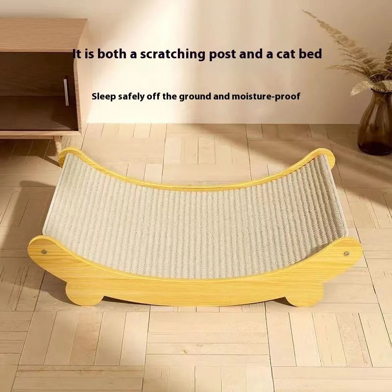 Sisal cat scratch board with wear-resistant blanket material in pastoral design