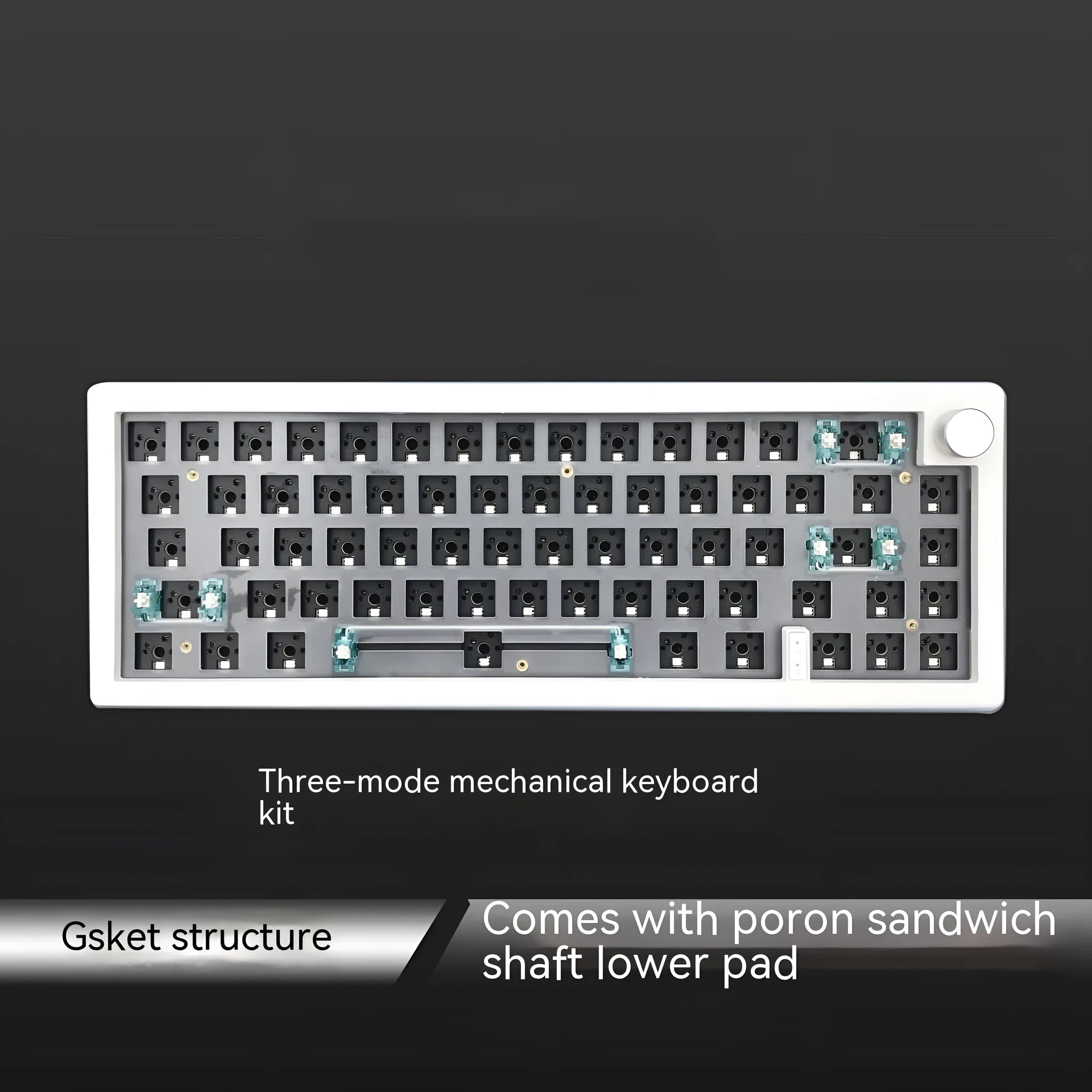DIY mechanical keyboard kit with RGB lighting in seven colour options showing compact 40cm design