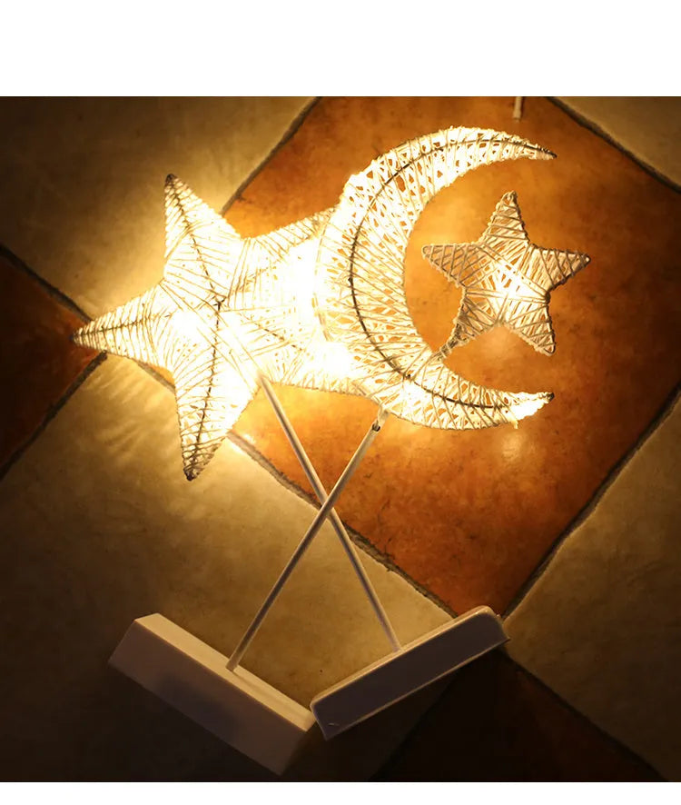 LED rattan star lamp with copper wire frame measuring 23x40cm for bedroom decoration
